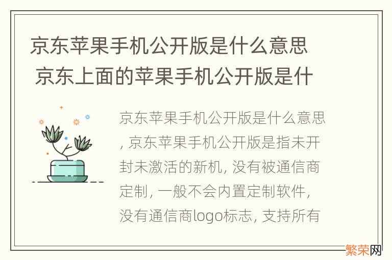 京东苹果手机公开版是什么意思 京东上面的苹果手机公开版是什么意思