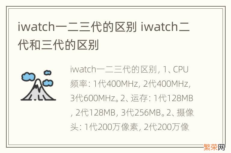 iwatch一二三代的区别 iwatch二代和三代的区别