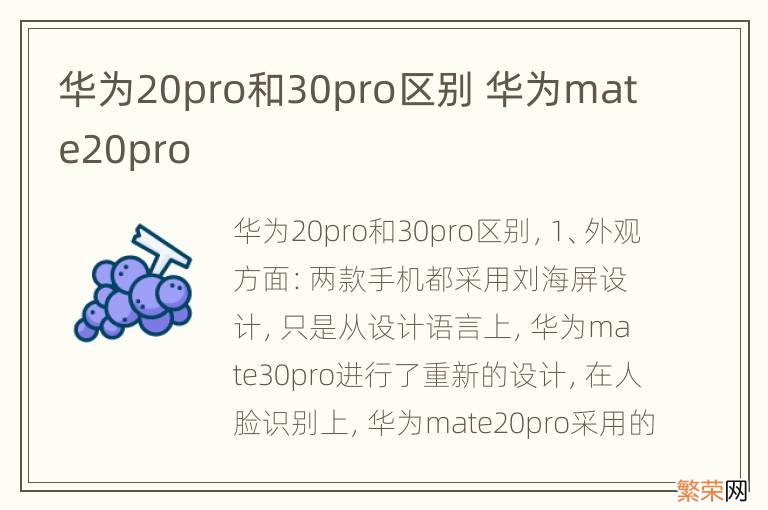 华为20pro和30pro区别 华为mate20pro