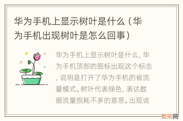 华为手机出现树叶是怎么回事 华为手机上显示树叶是什么