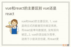 vue和react的主要区别 vue还是react