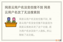 网易云用户名没变但搜不到 网易云用户名改了无法搜索到