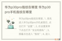 华为p30pro指纹在哪里 华为p30pro手机指纹在哪里