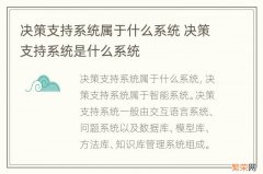 决策支持系统属于什么系统 决策支持系统是什么系统