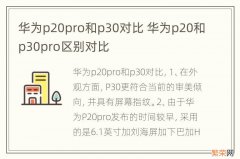 华为p20pro和p30对比 华为p20和p30pro区别对比