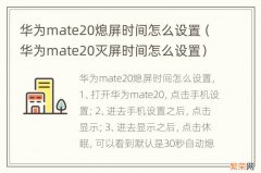 华为mate20灭屏时间怎么设置 华为mate20熄屏时间怎么设置