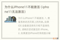 iphone11无法激活 为什么iPhone11不能激活