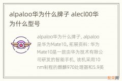 alpaloo华为什么牌子 alecl00华为什么型号