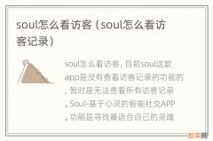 soul怎么看访客记录 soul怎么看访客