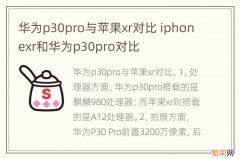 华为p30pro与苹果xr对比 iphonexr和华为p30pro对比
