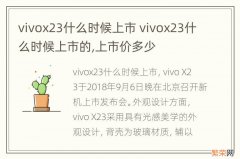 vivox23什么时候上市 vivox23什么时候上市的,上市价多少