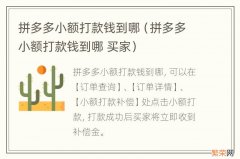 拼多多小额打款钱到哪 买家 拼多多小额打款钱到哪