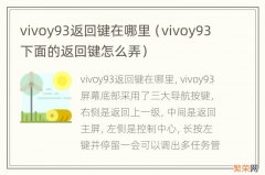 vivoy93下面的返回键怎么弄 vivoy93返回键在哪里