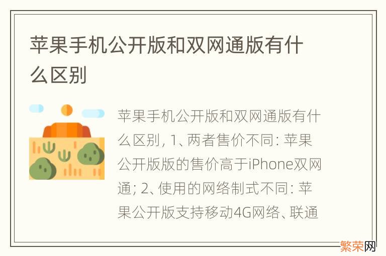 苹果手机公开版和双网通版有什么区别