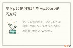 华为p30是闪充吗 华为p30pro是闪充吗