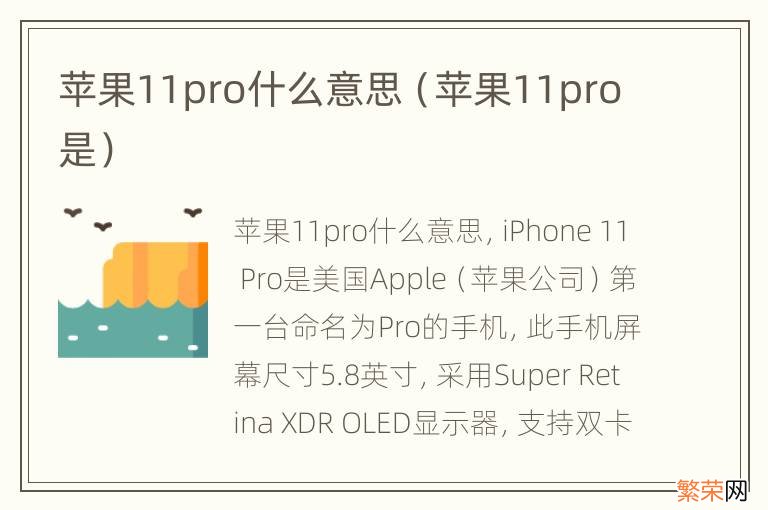 苹果11pro是 苹果11pro什么意思