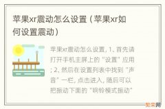 苹果xr如何设置震动 苹果xr震动怎么设置