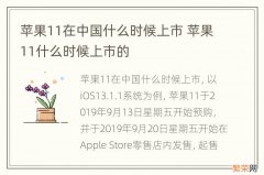 苹果11在中国什么时候上市 苹果11什么时候上市的