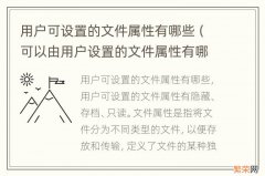 可以由用户设置的文件属性有哪些 用户可设置的文件属性有哪些