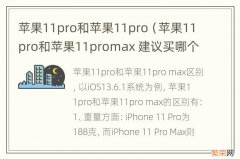 苹果11pro和苹果11promax 建议买哪个 苹果11pro和苹果11pro