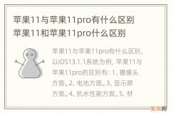 苹果11与苹果11pro有什么区别 苹果11和苹果11pro什么区别