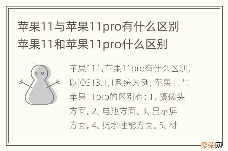 苹果11与苹果11pro有什么区别 苹果11和苹果11pro什么区别