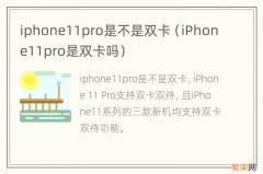 iPhone11pro是双卡吗 iphone11pro是不是双卡