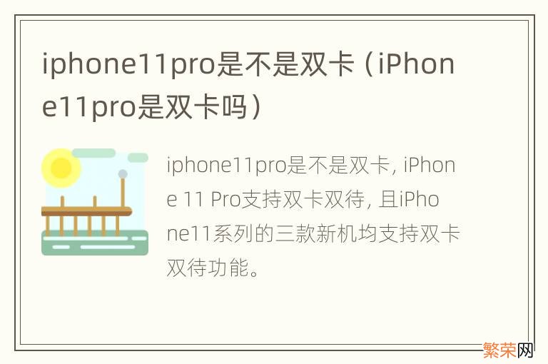 iPhone11pro是双卡吗 iphone11pro是不是双卡