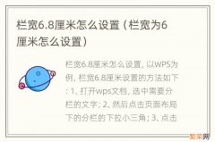 栏宽为6厘米怎么设置 栏宽6.8厘米怎么设置