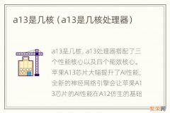 a13是几核处理器 a13是几核