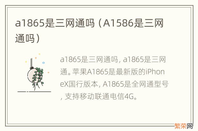 A1586是三网通吗 a1865是三网通吗