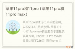 苹果11pro和11pro max 苹果11pro和11pro