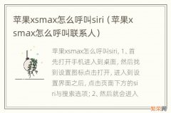 苹果xsmax怎么呼叫联系人 苹果xsmax怎么呼叫siri