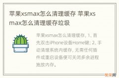 苹果xsmax怎么清理缓存 苹果xsmax怎么清理缓存垃圾
