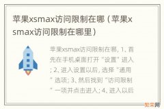 苹果xsmax访问限制在哪里 苹果xsmax访问限制在哪