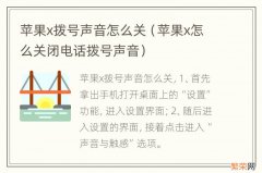 苹果x怎么关闭电话拨号声音 苹果x拨号声音怎么关