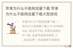 苹果为什么不能用流量下载 苹果为什么不能用流量下载大型游戏