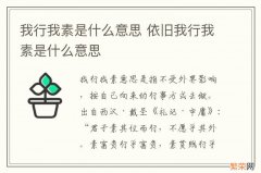 我行我素是什么意思 依旧我行我素是什么意思