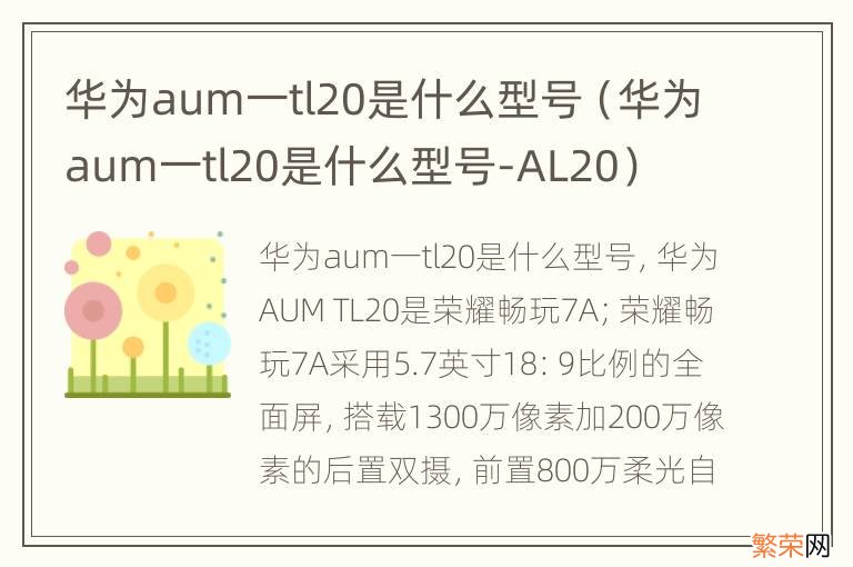 华为aum一tl20是什么型号-AL20 华为aum一tl20是什么型号