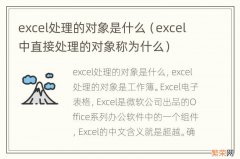 excel中直接处理的对象称为什么 excel处理的对象是什么