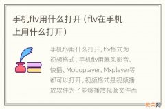 flv在手机上用什么打开 手机flv用什么打开