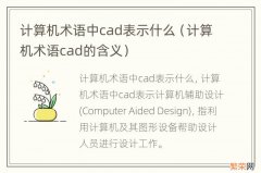 计算机术语cad的含义 计算机术语中cad表示什么