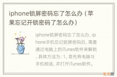 苹果忘记开锁密码了怎么办 iphone锁屏密码忘了怎么办