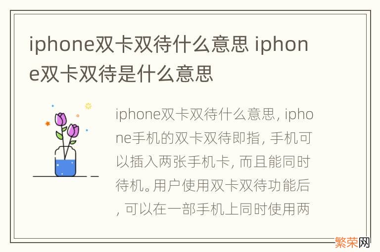 iphone双卡双待什么意思 iphone双卡双待是什么意思