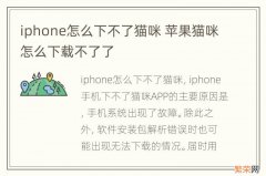 iphone怎么下不了猫咪 苹果猫咪怎么下载不了了