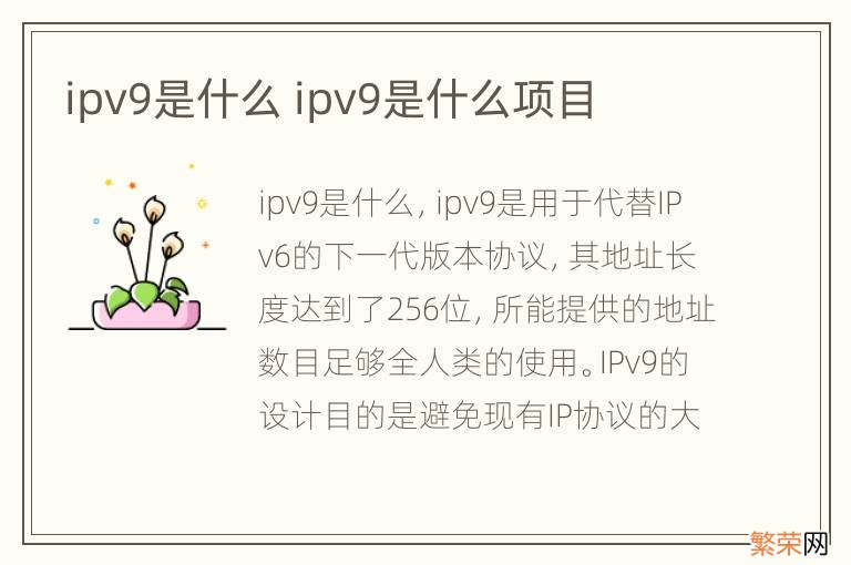 ipv9是什么 ipv9是什么项目