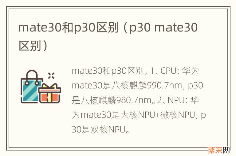 p30 mate30 区别 mate30和p30区别