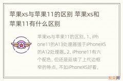 苹果xs与苹果11的区别 苹果xs和苹果11有什么区别