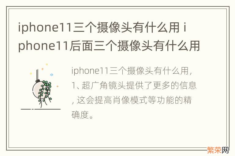 iphone11三个摄像头有什么用 iphone11后面三个摄像头有什么用