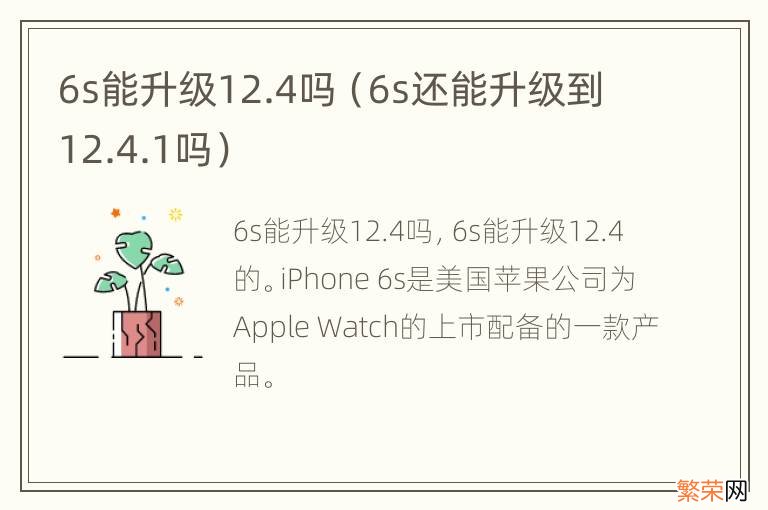 6s还能升级到12.4.1吗 6s能升级12.4吗